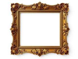 Gilded Baroque Picture Frame with Curved Corners, baroque gold frame, classic decorative piece, gold leaf frame