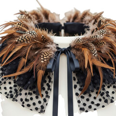 Feather and lace collar accessory isolated on transparent background
