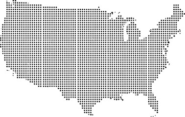 United States of America map vector made of halftone dots isolated on white background