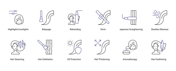 Hair Styling and Protection Services Icons