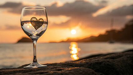 Wine Glasses Making Heart Reflection – Elegant Valentine Dinner
