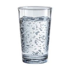 Clear glass of fresh drinking water isolated on transparent background, hydration concept, healthy lifestyle beverage, pure clean water drink