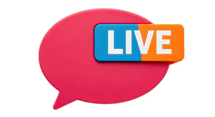 Isolated Live stream sign over speech bubble, social media notification, vector element