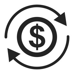 Obraz premium Dollar Sign in Circle with Rotation Arrows Currency Exchange Icon
