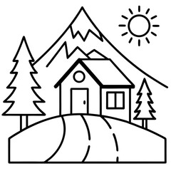 Village Nature Scene Vector