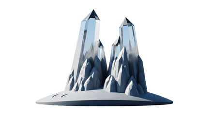 Isolated mineral specimen display, angular crystals, quartz geode, geological concept art