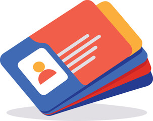Stack of rounded corner id cards mockup vector illustration for branding and design