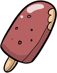 Chocolate covered ice cream bar on a stick