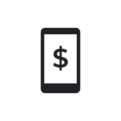 Solid Mobile Phone E-Payment Dollar Symbol