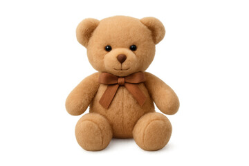 Obraz premium Teddy bear toy with brown bow on transparent background