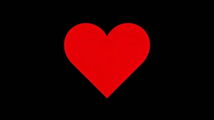 A bold red heart symbol centered on a black background, representing love or affection.