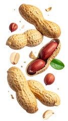 Peanuts in the air, isolated