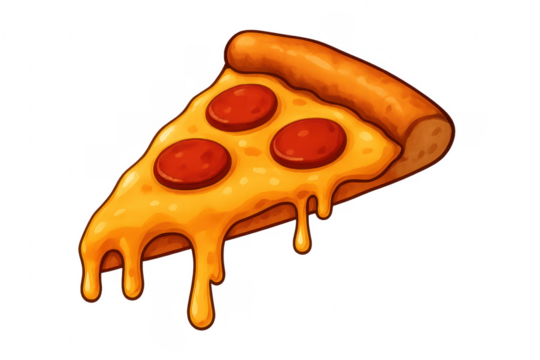 Delicious pepperoni pizza slice with melting cheese