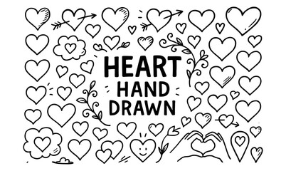 Obraz premium Hand drawn heart collection with doodles and love symbols