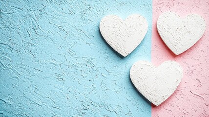 Obraz premium Simple pink and white 3D heart illustration, minimalist Valentine's Day vector design, clean background 