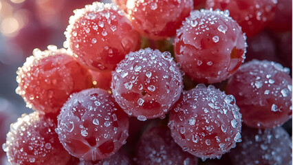 frosted fresh growing grapes in winter, ai