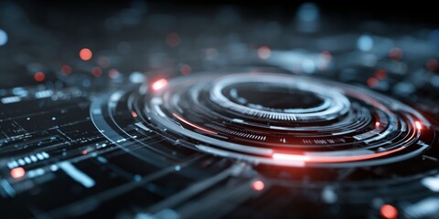 Computer generated image of a circle with red and blue lights