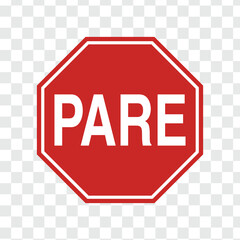 PARE stop sign red octagon transparent background