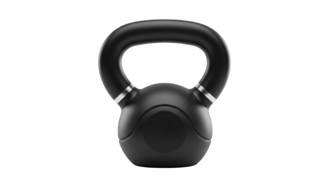 Black kettlebell for fitness training isolated PNG with Transparent Background