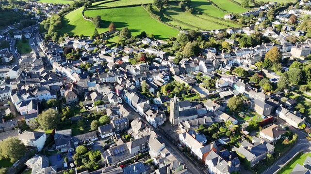 Aerial view over Ashburton in Devon