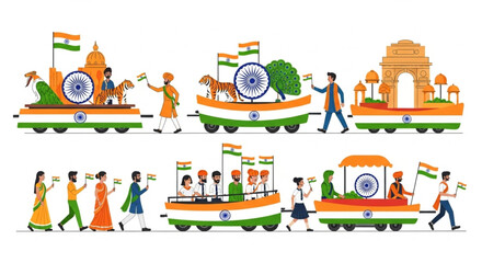 Obraz premium Indian Independence Day Parade Illustration 