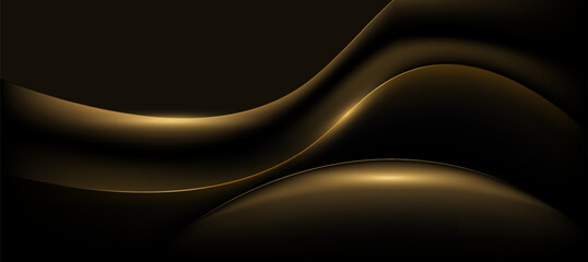 Luxury gold black curve background, abstract elegant background vector for branding presentation