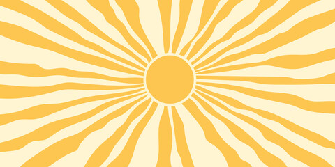 Summer sunshine groovy radial burst retro poster design