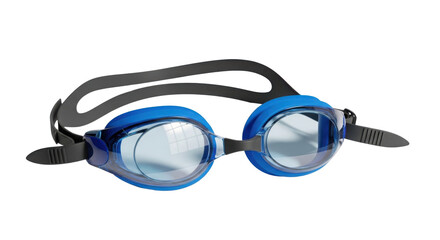 Blue swimming goggles for professional swimmer or recreational activity isolated PNG with Transparent Background