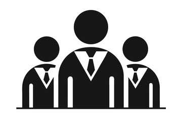 Team Leadership Icon Black Silhouette Illustration of Three Businesspeople in Suits and Ties