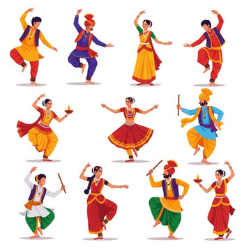 Indian Traditional Dance Illustration

