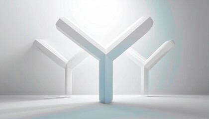 Obraz premium Abstract Geometric Structure With White Color Interior Design Against White Backdrop