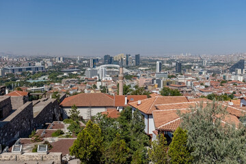Aerial view of Ankara old town from the castle in Ankara, Turkey