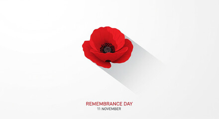 Minimalist Remembrance Day Poster with Red Poppy