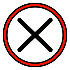 Obraz premium Cancel X Mark Icon PNG | Red Outline, Black Cross, Transparent Error