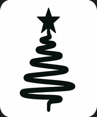 Minimalist Christmas Tree Icon – Zigzag Line Art with Star
