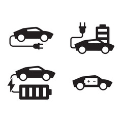 Electric Vehicle Car Charging and Power Solid Icon Set