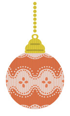 かわいいオレンジ色のクリスマスオーナメントのイラスト