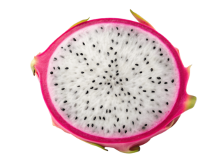 Cross section of a dragon fruit isolated on transparent background