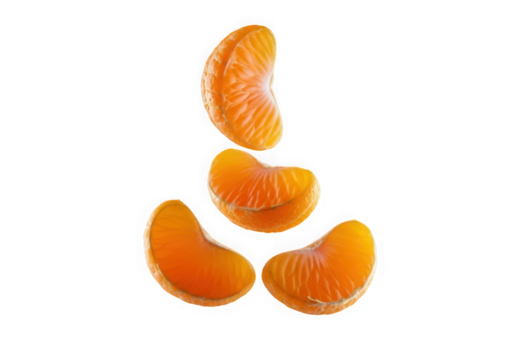 Tangerine segments isolated on transparent background