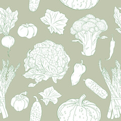 Green vegetables seamless pattern