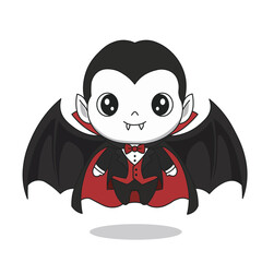 Charming cartoon vampire with bat wings and tuxedo, a cute spooky design perfect for Halloween party, stickers, or festive artwork