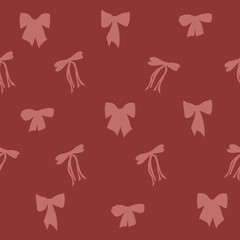 Red monochrome seamless pattern with festive bows