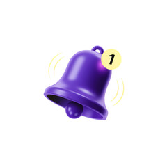 Purple Notification Bell with Number 1 Badge