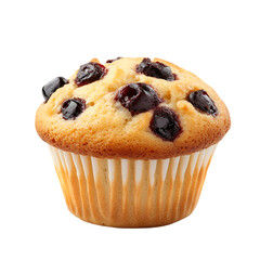 Delicious blueberry muffin isolated on transparent background