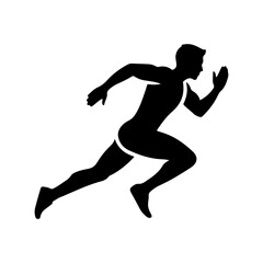 Minimalist Flat Vector Black Running Silhouette on White Background