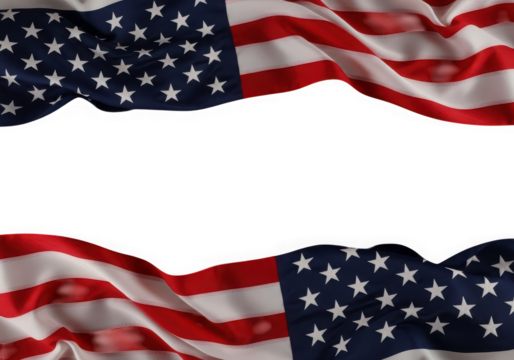 American flag border isolated on transparent background