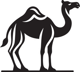 Camel in Black & White | Minimalist Desert Silhouette Vector