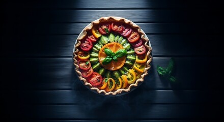 
Savory Vegetable Tart with Tomatoes, Zucchini, and Basil