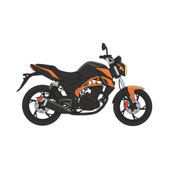 Fototapeta premium A clean, detailed graphic of a modern sport motorcycle with orange and gray accents, depicted in a side view.