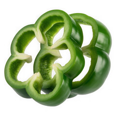 Fresh green bell pepper slices isolated on transparent background